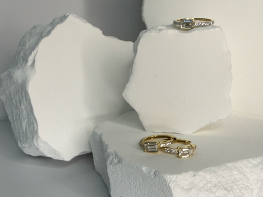 Emerald Cut Earrings and Ring
